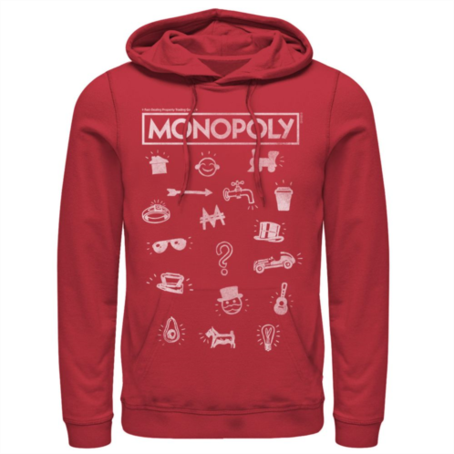 Licensed Character Mens Monopoly Pieces Icon Stack Hoodie