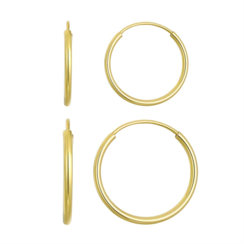 Taylor Grace 10k Gold 10 mm & 12 mm Endless Tube Hoop Earring Set