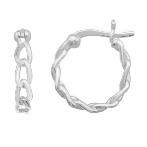 PRIMROSE Sterling Silver Chain Link Hoop Earrings