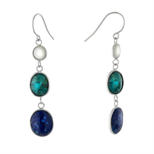 Athra NJ Inc Sterling Silver Turquoise & Lapis Wire Drop Earrings