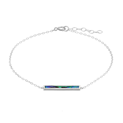 Aleure Precioso Sterling Silver Abalone Inlay Bar Chain Anklet