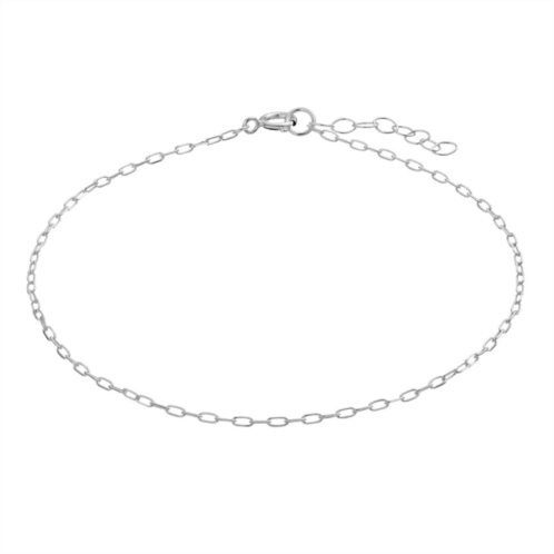 Aleure Precioso Sterling Silver Paper Clip Chain Anklet