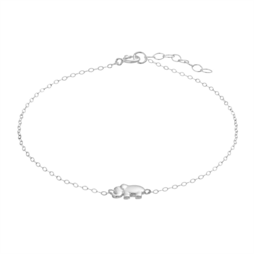 Aleure Precioso Sterling Silver Elephant Station Chain Anklet