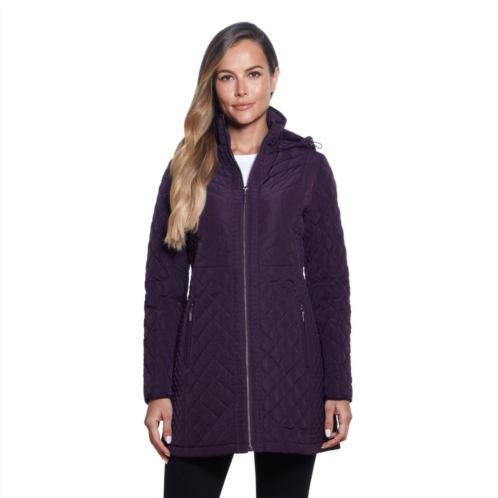 Womens Gallery Faux-Fur Hood Quilted Jacket
