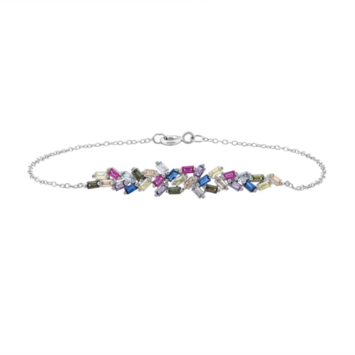 OLIVIA AND HARPER Sterling Silver Multi-Color Cubic Zirconia & Lab-Created Ruby Bracelet