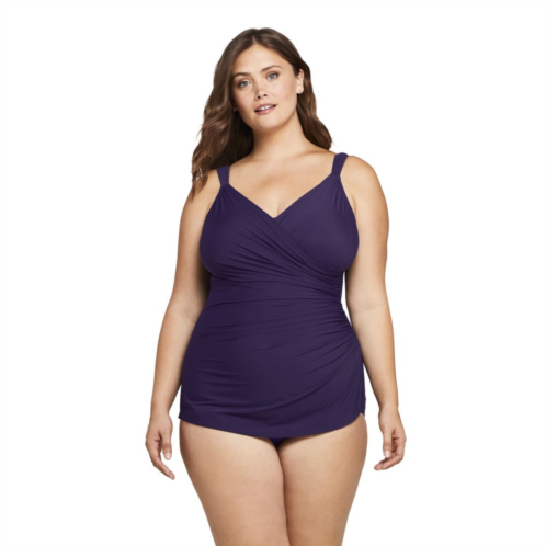 Plus Size Lands End DDD-Cup SlenderSuit Tummy-Control Skirted One-Piece Swimsuit