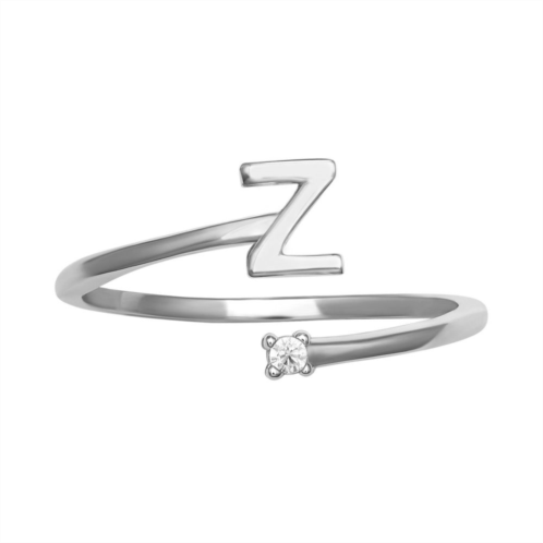 PRIMROSE Sterling Silver Cubic Zirconia Initial Bypass Band Ring