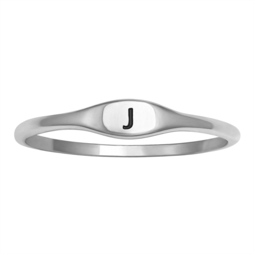 PRIMROSE Polished Oval Oxidized Initial Ring