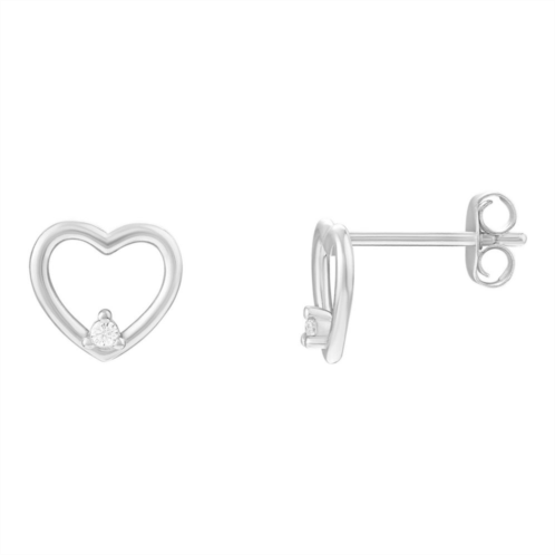PRIMROSE 18k Gold Over Silver Cubic Zirconia Open Heart Stud Earrings