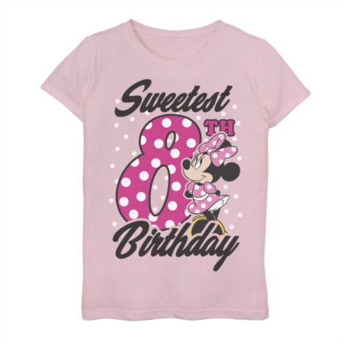 Disneys Minnie Mouse Girls 4-16 Pink Polka Dot Sweetest 8th Birthday Graphic Tee