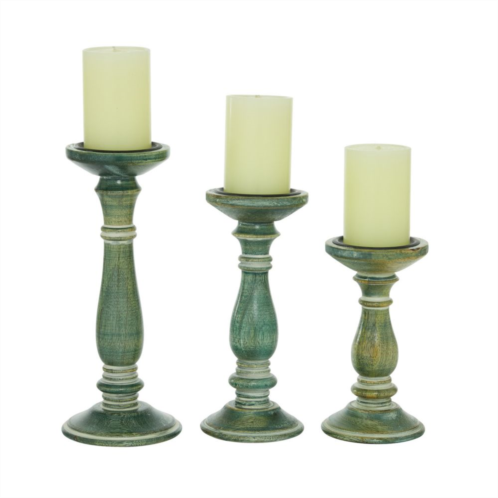 Stella & Eve Wood Pillar Candle Holder 3-Piece Set