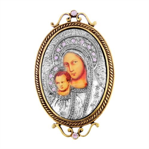 Symbols of Faith 14k Gold-Dipped & Silver-Tone Iconica Mary Brooch