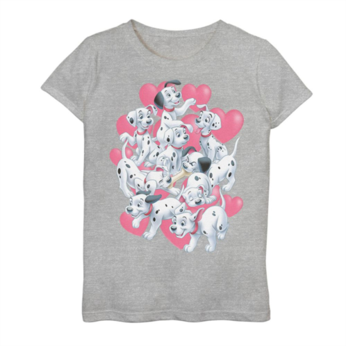Girls 7-16 Disney 101 Dalmatians Valentines Day Puppies & Hearts Graphic Tee