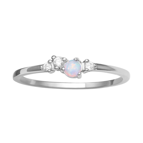 PRIMROSE Sterling Silver Opal & Cubic Zirconia Cluster Ring