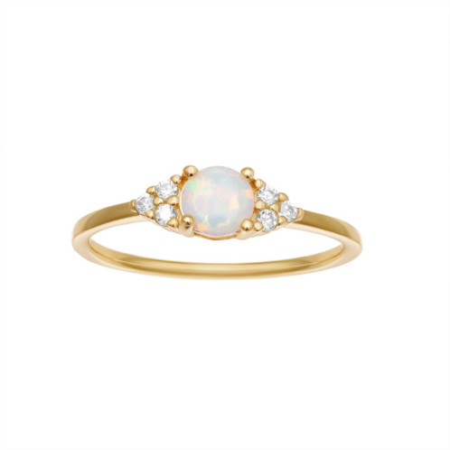 PRIMROSE Sterling Silver White Opal & Cubic Zirconia Cluster Ring