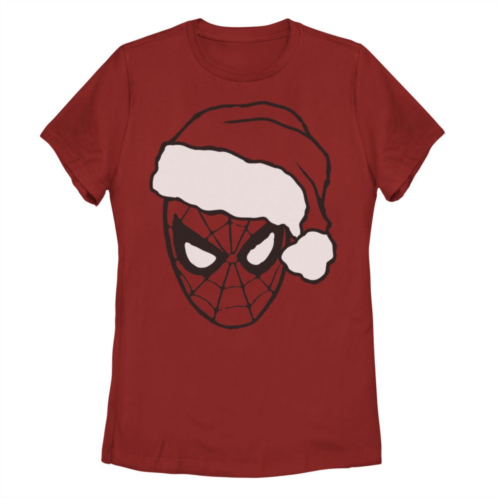 Licensed Character Juniors Marvel Christmas Spider-Man Santa Big Face Tee