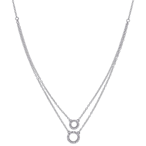 Stella Grace Sterling Silver Diamond Accent 2-Circle Layered Necklace