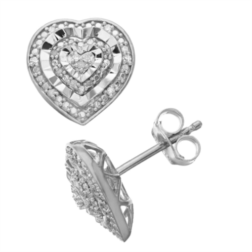 Diamond Brilliance Sterling Silver 1/10 Carat T.W. Diamond Heart Stud Earrings