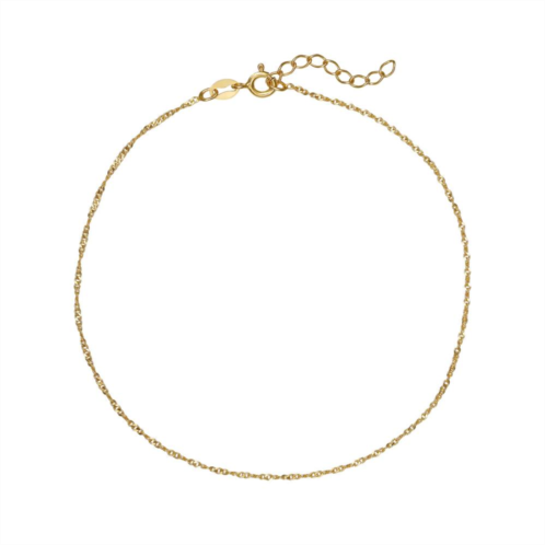 PRIMROSE 18k Gold Over Silver Twisted Cable Chain Anklet