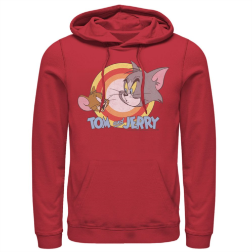 Licensed Character Mens Tom & Jerry Faces And Logo Hoodie