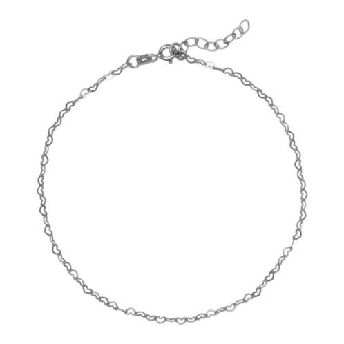 PRIMROSE Sterling Silver Heart Link Chain Anklet