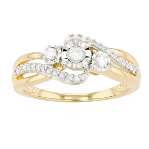 Diamond Brilliance 14k Gold Over Silver 1/4 Carat T.W. Diamond 3-Stone Ring