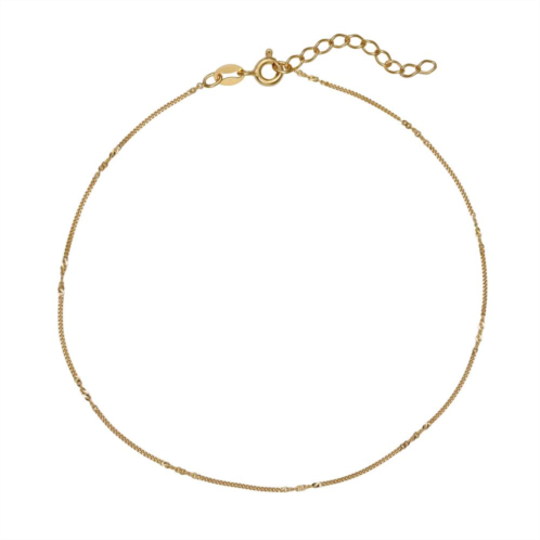 PRIMROSE 18k Gold Over Silver Flat Curb Chain Anklet