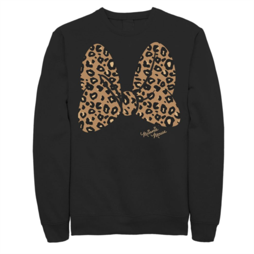 Licensed Character Mens Disney Minnie Mouse Leopard Print Bow Sweatshirt