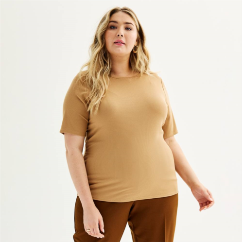 Plus Size Nine West Essential Fitted Elbow-Sleeve Tee