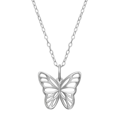 PRIMROSE Sterling Silver Cutout Butterfly Pendant Necklace