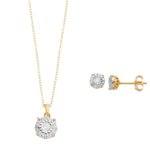 Unbranded 1/2 Carat T.W. Diamond Lotus Pendant Necklace & Earrings Set