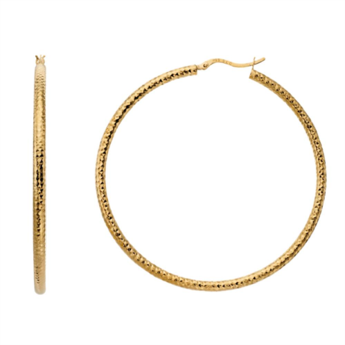 Unbranded 14k Gold Vermeil Textured 60 mm Hoop Earrings