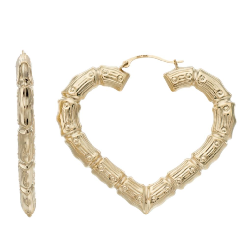 Unbranded 10k Gold Textured Heart Hoop Earrings