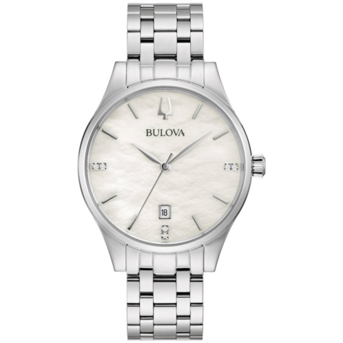 Bulova Womens Stainless Steel Diamond Accent Watch - 96P220