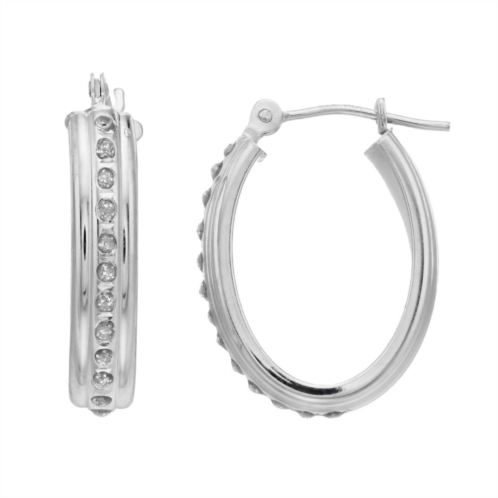 Diamond Fascination 14k White Gold Diamond Accent Oval Hoop Earrings
