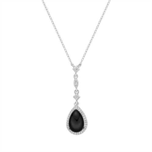 Gemminded Sterling Silver Black Onyx Pendant Necklace