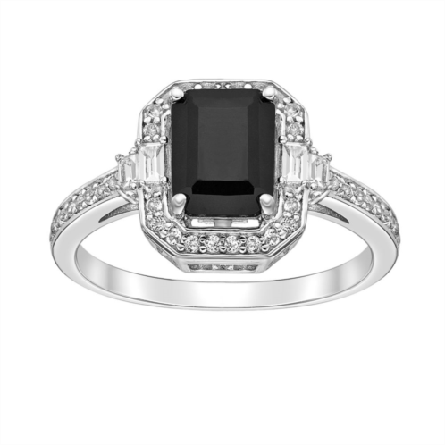 Gemminded Sterling Silver Black Onyx Emerald-Cut Ring
