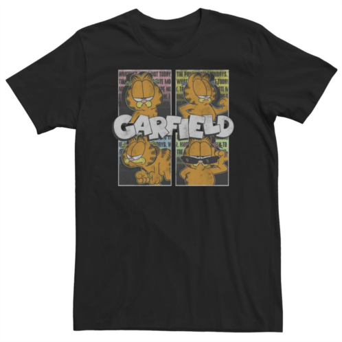 Licensed Character Big & Tall Garfield Cool Cat Distressed Retro Panel Tee