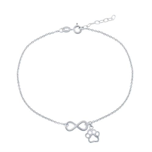 Unbranded Sterling Silver Infinity & Paw Print Anklet