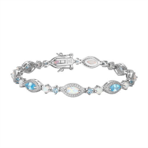 Unbranded Lab-Created Opal, Lab-Created White Sapphire & Blue Topaz Bracelet