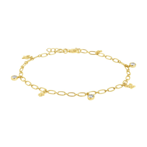 MC Collective Cubic Zirconia Butterfly & Blossom Anklet