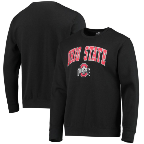 Mens Colosseum Black Ohio State Buckeyes Team Arch & Logo Tackle Twill Pullover Sweatshirt