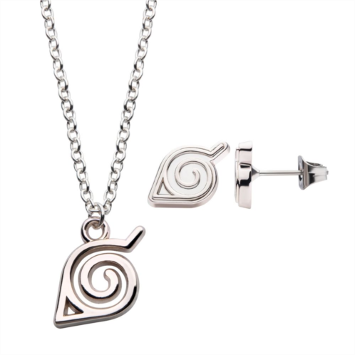 Unbranded Naruto Shippuden Leaf Village Symbol Pendant Necklace & Earrings Set