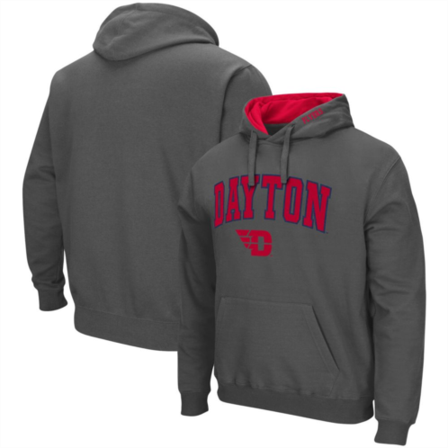 Mens Colosseum Charcoal Dayton Flyers Arch and Logo Pullover Hoodie