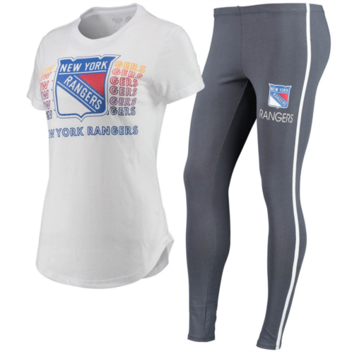 Unbranded Womens Concepts Sport White/Charcoal New York Rangers Sonata T-Shirt & Leggings Set