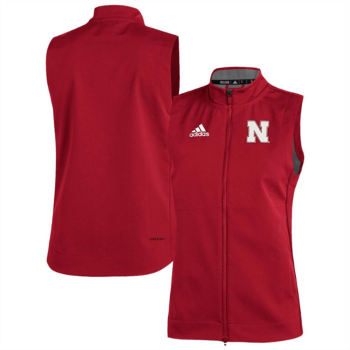 Mens adidas Scarlet Nebraska Huskers Game Mode Full-Zip Vest