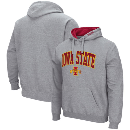 Mens Colosseum Heather Gray Iowa State Cyclones Arch & Logo 3.0 Pullover Hoodie