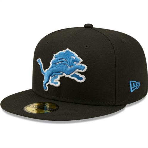 Mens New Era Black Detroit Lions Omaha Team 59FIFTY Fitted Hat