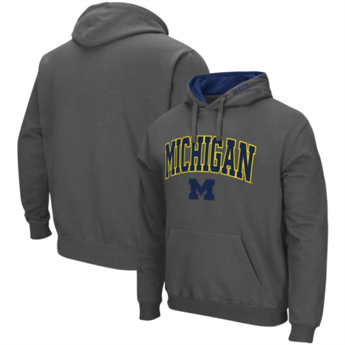 Mens Colosseum Charcoal Michigan Wolverines Arch & Logo 3.0 Pullover Hoodie