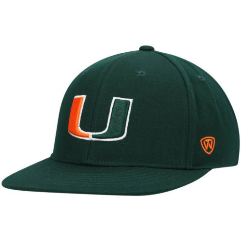 Mens Top of the World Green Miami Hurricanes Team Color Fitted Hat